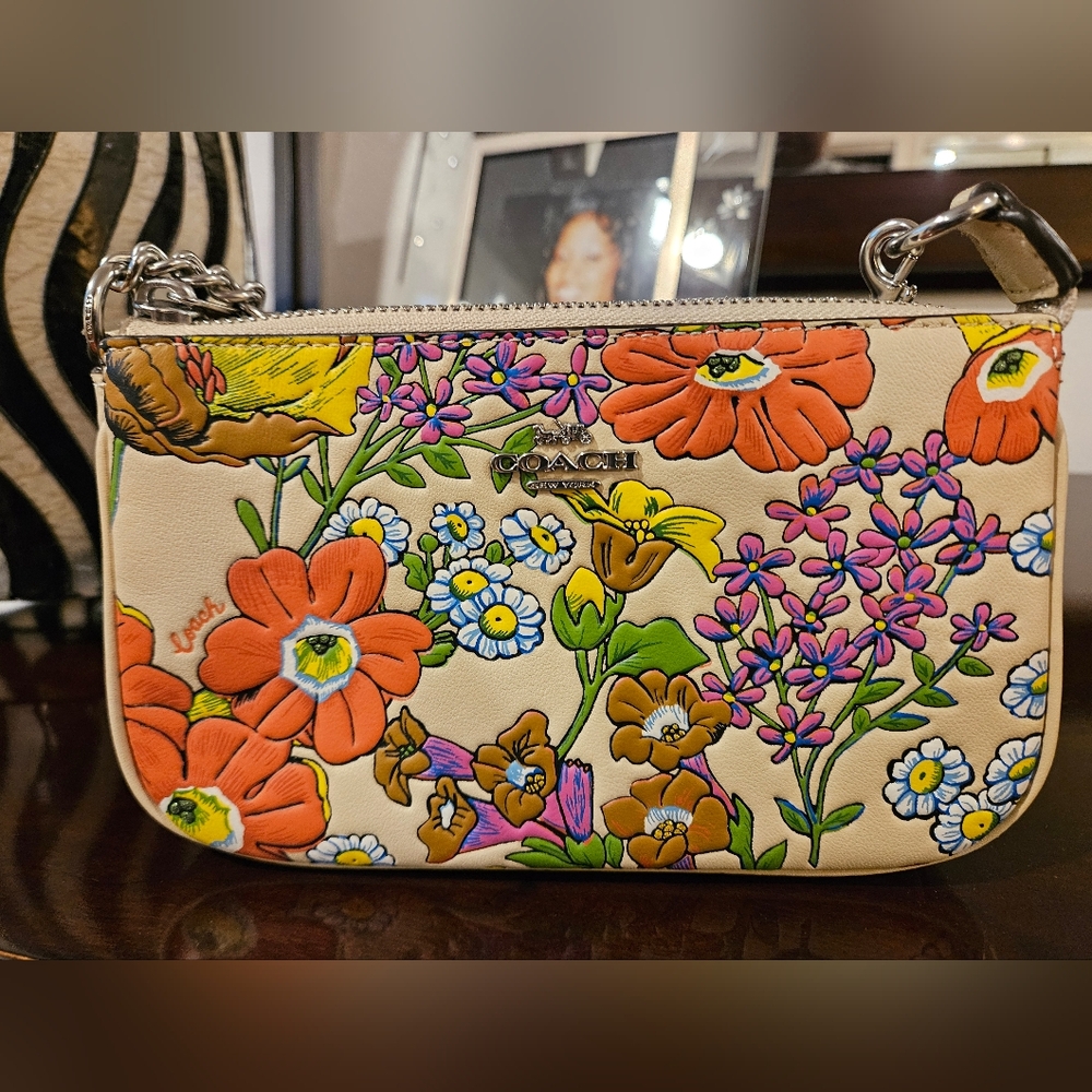 Coach Nolita 19 Floral Print with Orange and Purple Accents - NWOT